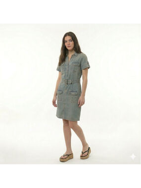 Hot Kiss Vintage Y2K Denim Belted Dress - Medium